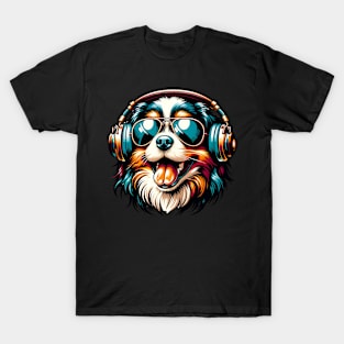 Tibetan Spaniel Smiling DJ in Bright Japanese Style T-Shirt